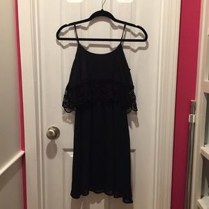NWT Charming Charlie’s Black Spaghetti Strap with Lace Edging Dress